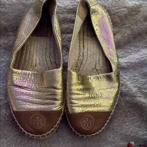 Tory Burch Metallic Gold Espadrilles